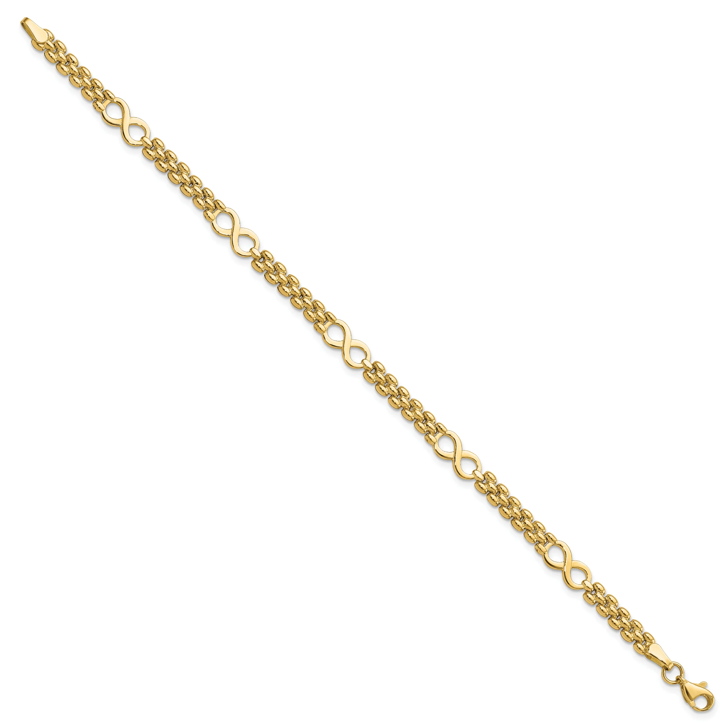 Pulsera Infinity y Fancy Link de 14K Pulida de 7.5 Pulgadas - Image 2