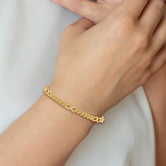 Pulsera Infinity y Fancy Link de 14K Pulida de 7.5 Pulgadas - Image 5