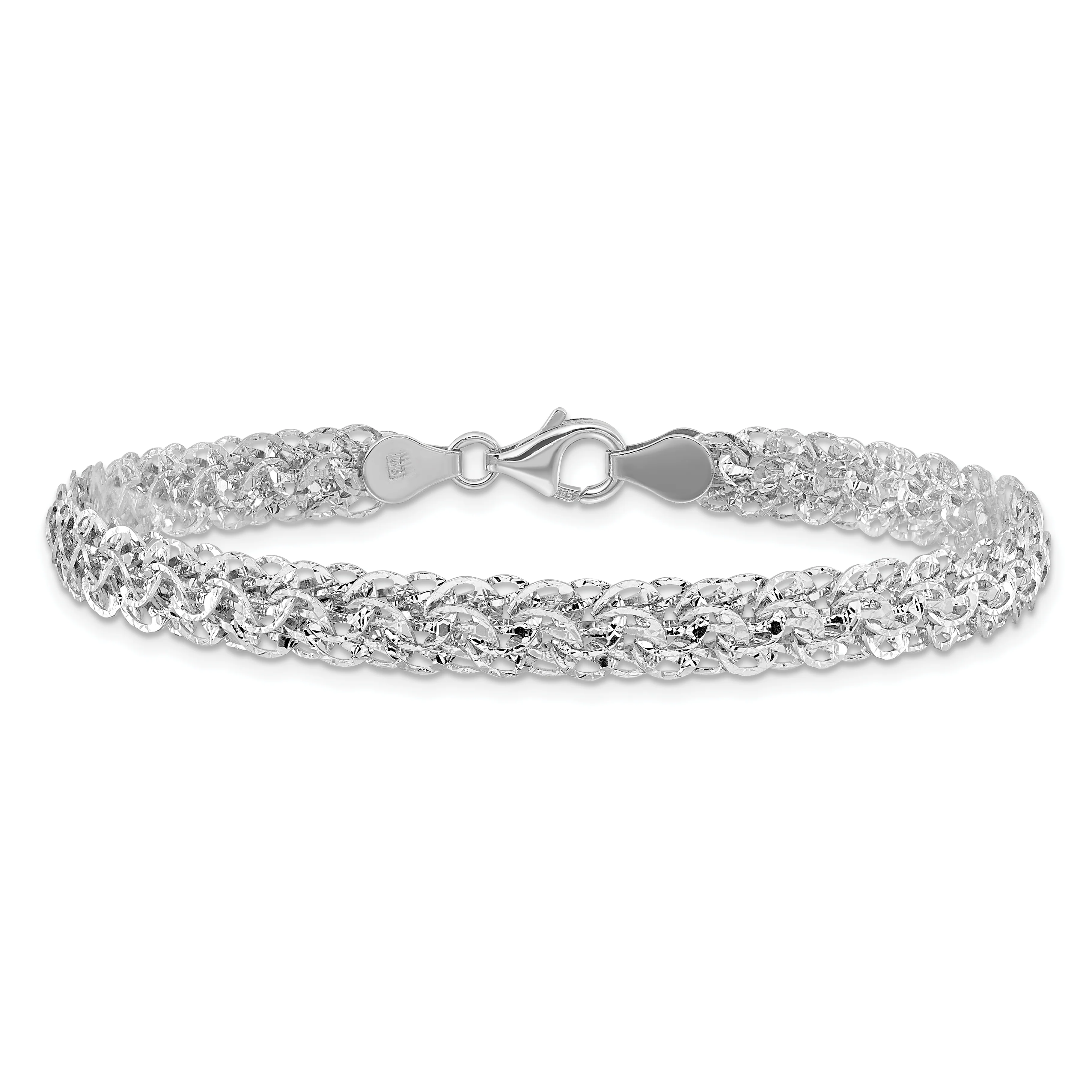 Pulsera Fancy Link de 14K Blanco Pulido D/C - Image 3
