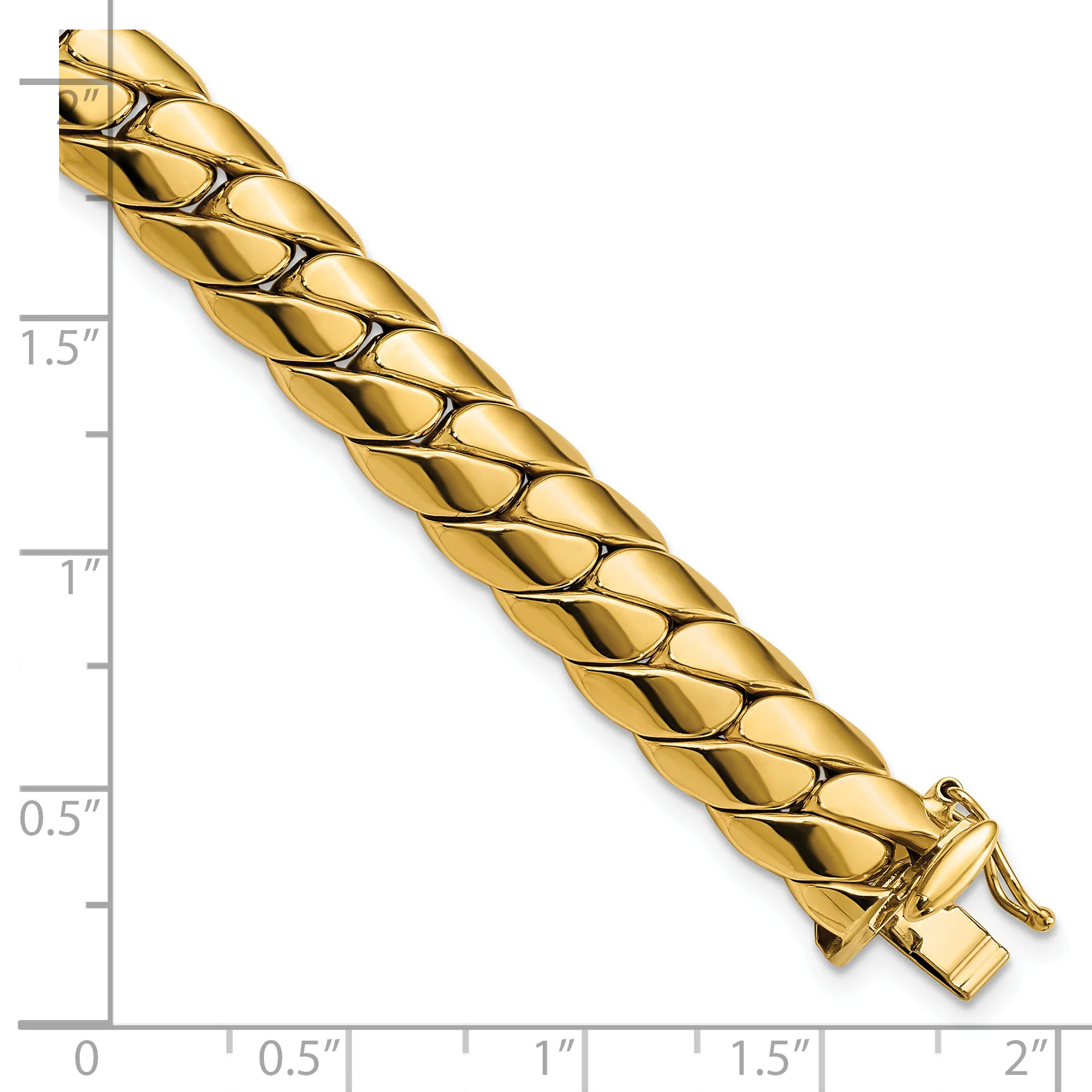Pulsera de 14K Pulido con Enlace Curvo Fancy de 9.4mm para Hombre de 9 Pulgadas - Image 3