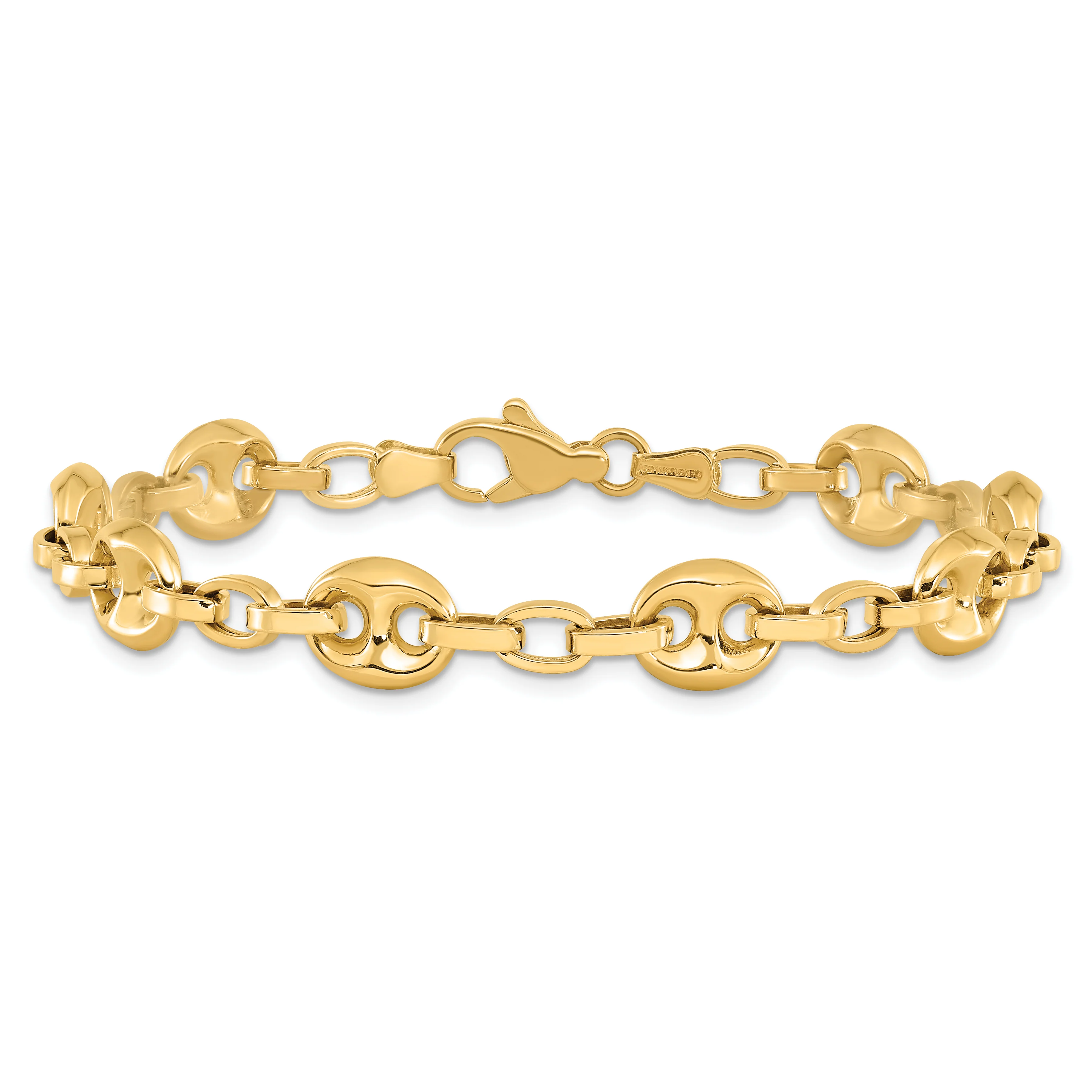 Pulsera 14K de Enlace Fancy Pulido 7.75 Pulgadas - Image 3