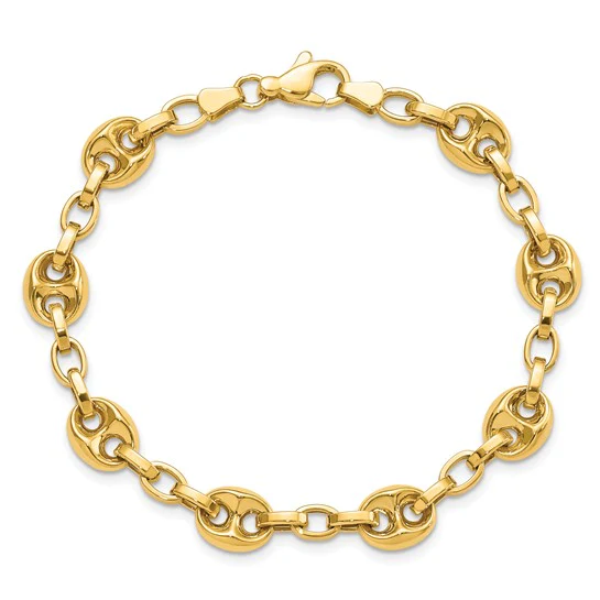 Pulsera 14K de Enlace Fancy Pulido 7.75 Pulgadas - Image 4