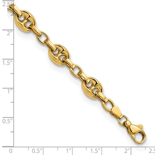 Pulsera 14K de Enlace Fancy Pulido 7.75 Pulgadas - Image 6