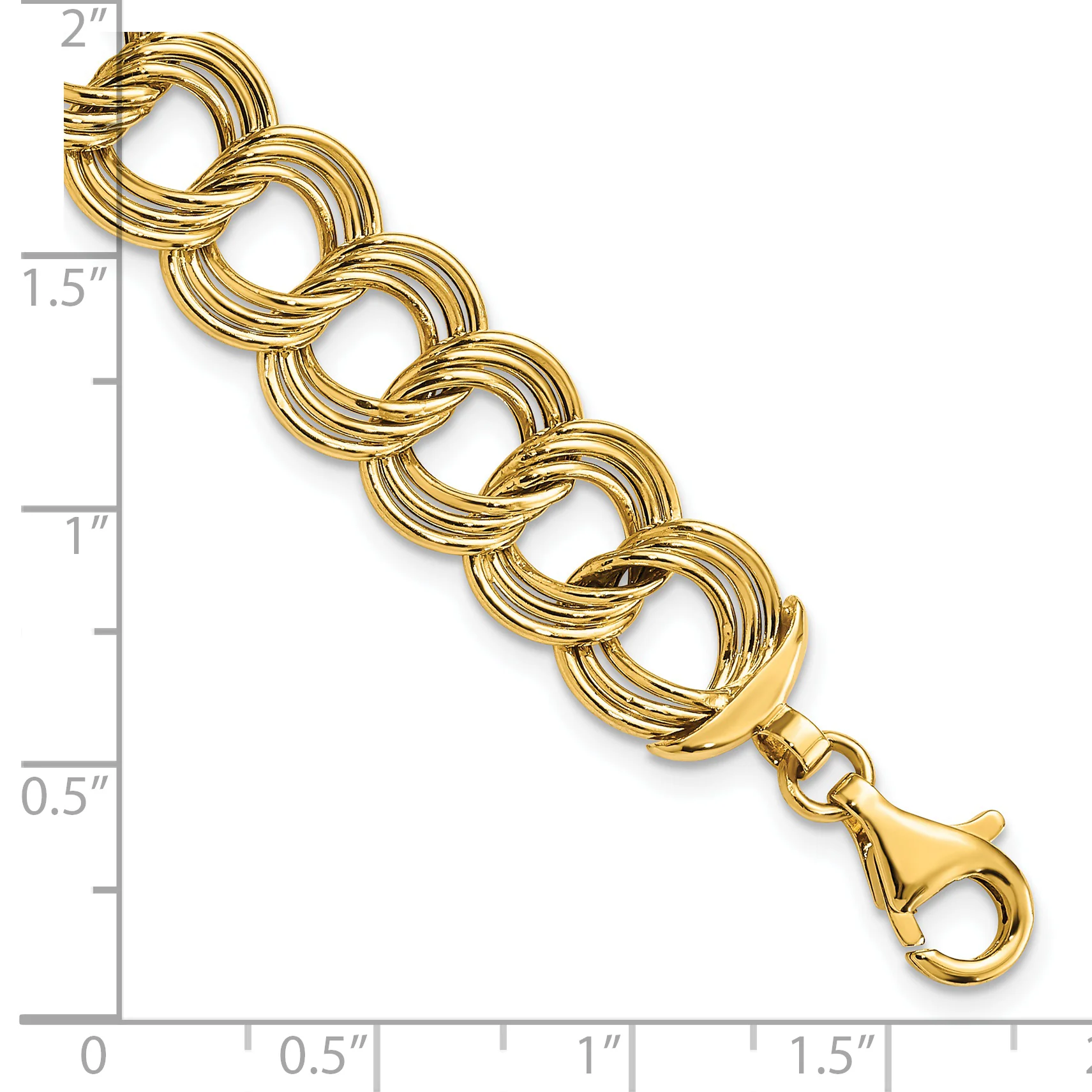 Pulsera 14K Pulida con Triple Enlace Fancy - Image 3