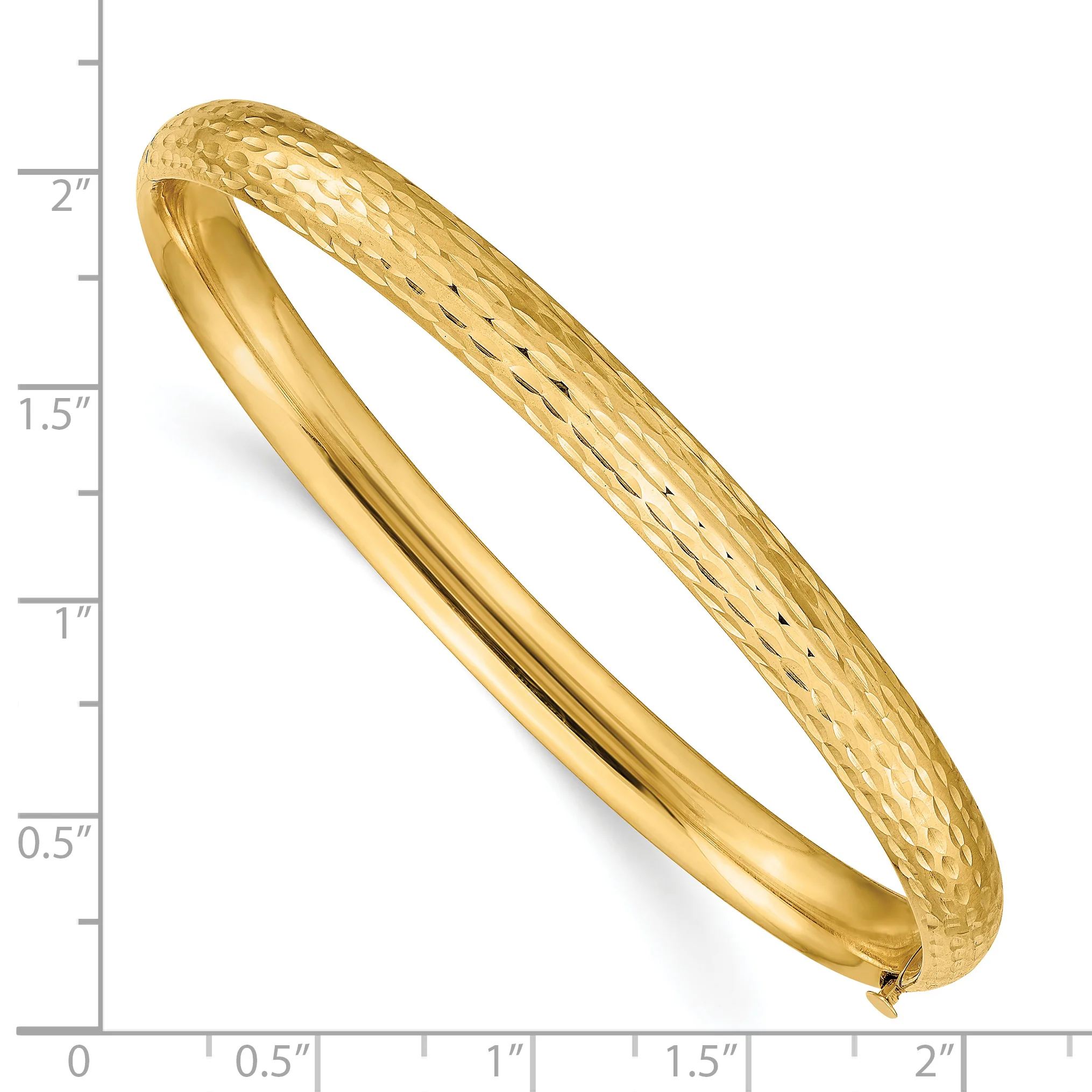 Pulsera Bangle con Corte Diamante de 14k y Bisagra Fancy - Image 3