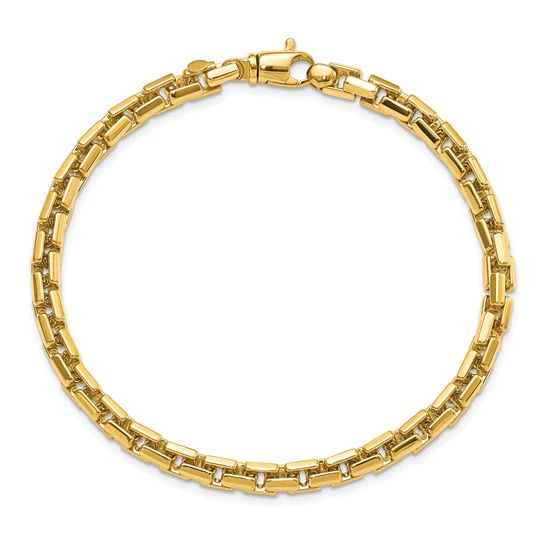 Pulsera 14K Pulida de Eslabones Box Redondeados Fancy 4.00mm de 8.5 Pulgadas - Image 4