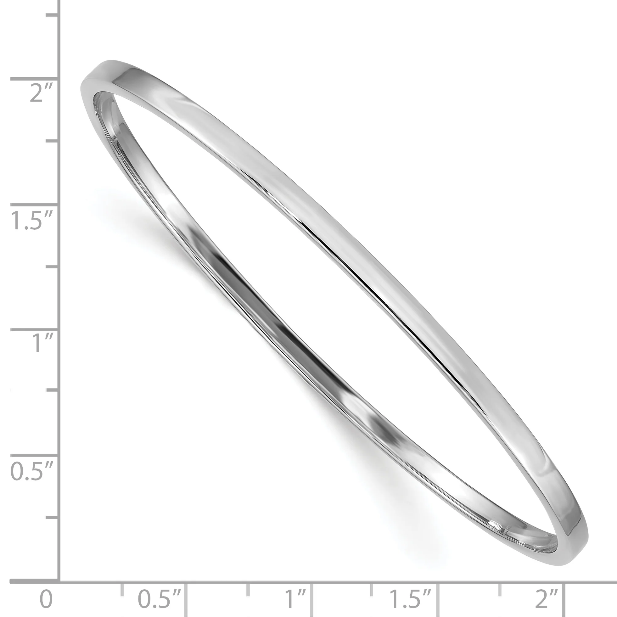 Pulsera Bangle Pulida de Tubo Cuadrado de Oro Blanco de 14k de 3mm - Image 3