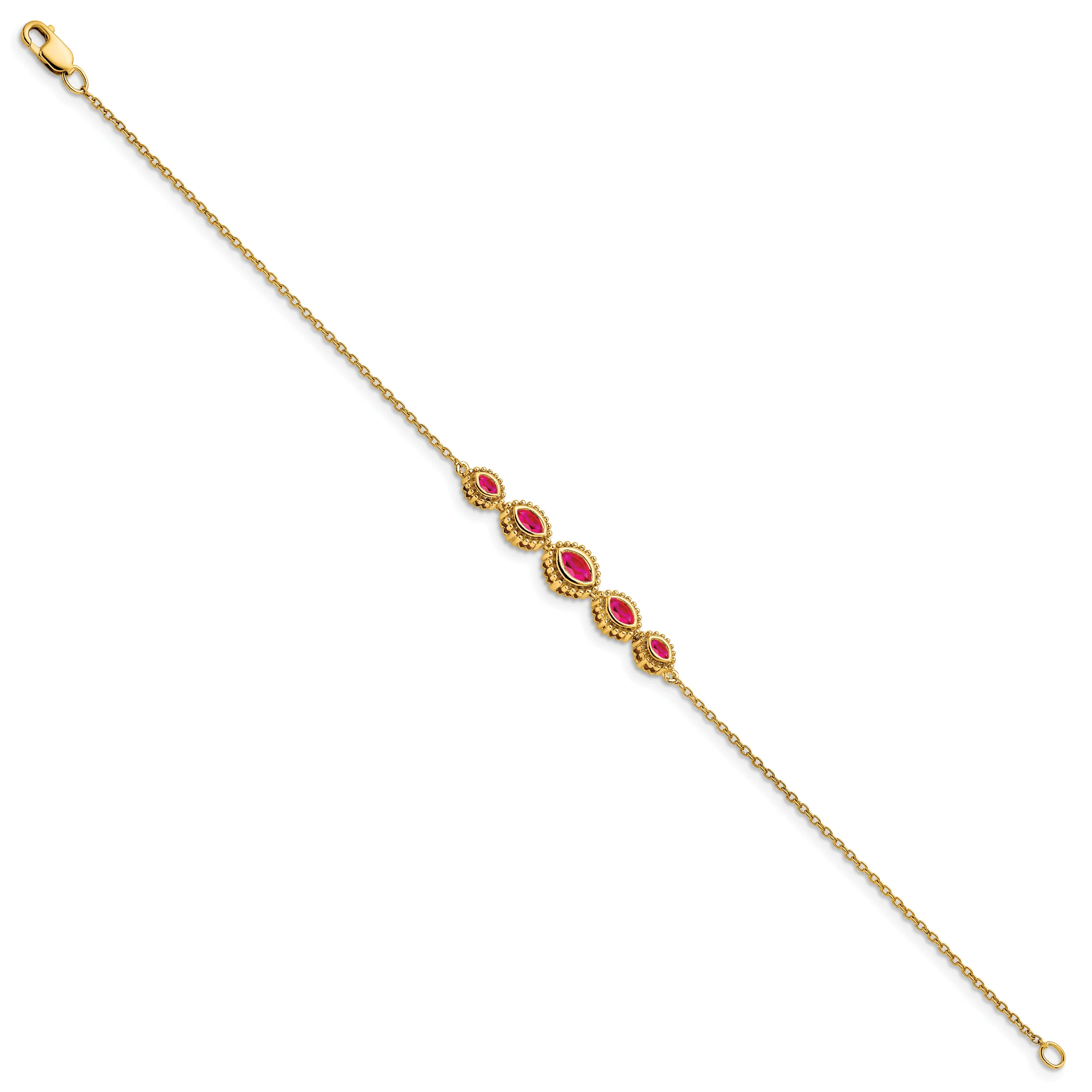 Pulsera de Rubíes Marquise en Oro Amarillo 14K - Image 3