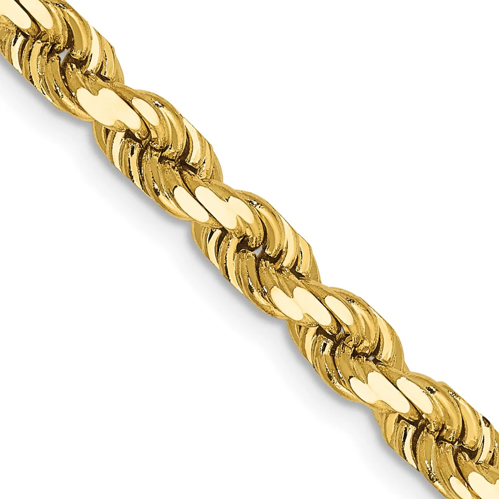 Cadena de Cuerda de 14K, 16 Pulgadas, 4.5 mm, Corte Diamante, con Cierre de Langosta - Image 2