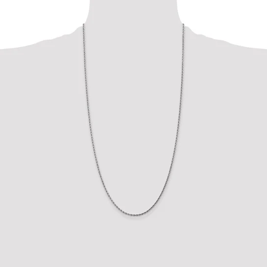 Cadena de Oro Blanco de 10K, 28 Pulgadas, 1.75 mm, Estilo Cuerda con Corte Diamante - Image 5