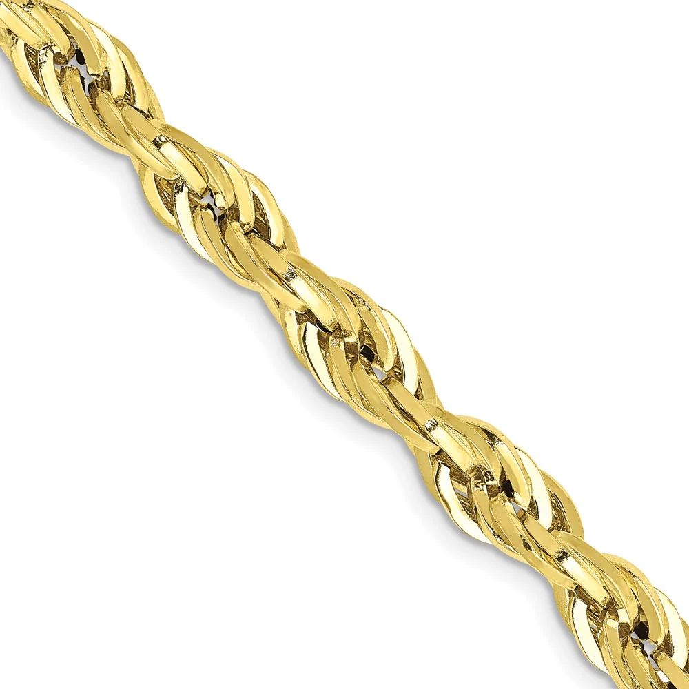 Cadena de Oro Amarillo de 10K, 22 Pulgadas, 5.4 mm, Estilo Cuerda Semi-Sólida - Image 2
