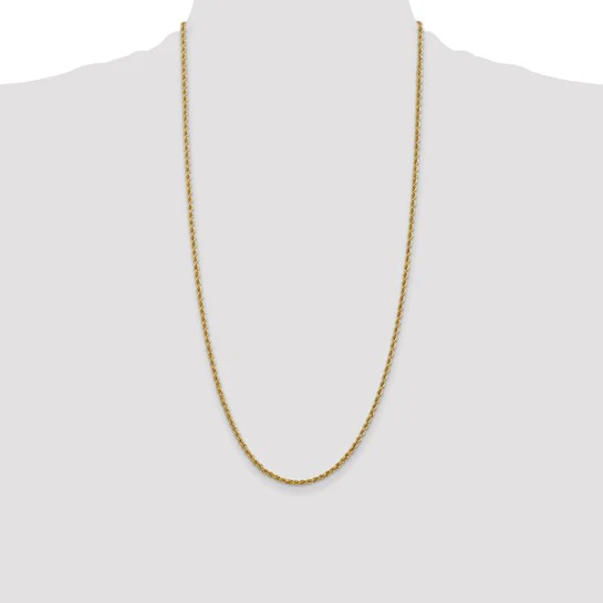 Cadena de Oro Amarillo de 14K, 28 Pulgadas, 2.5 mm, Estilo Cuerda Regular con Cierre de Langosta - Image 5
