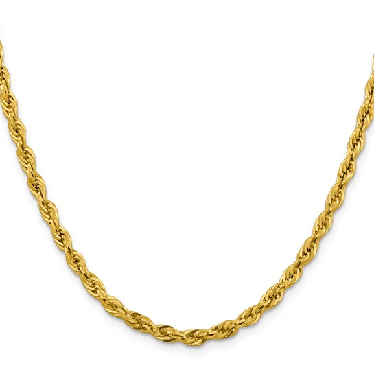 Cadena de Oro Amarillo de 10K, 28 Pulgadas, 4.25 mm, Estilo Cuerda Semi-Sólida