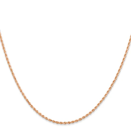 Cadena de Oro Rosa de 14K, 30 Pulgadas, 1.5 mm, Estilo Cuerda con Corte Diamante y Cierre de Langosta