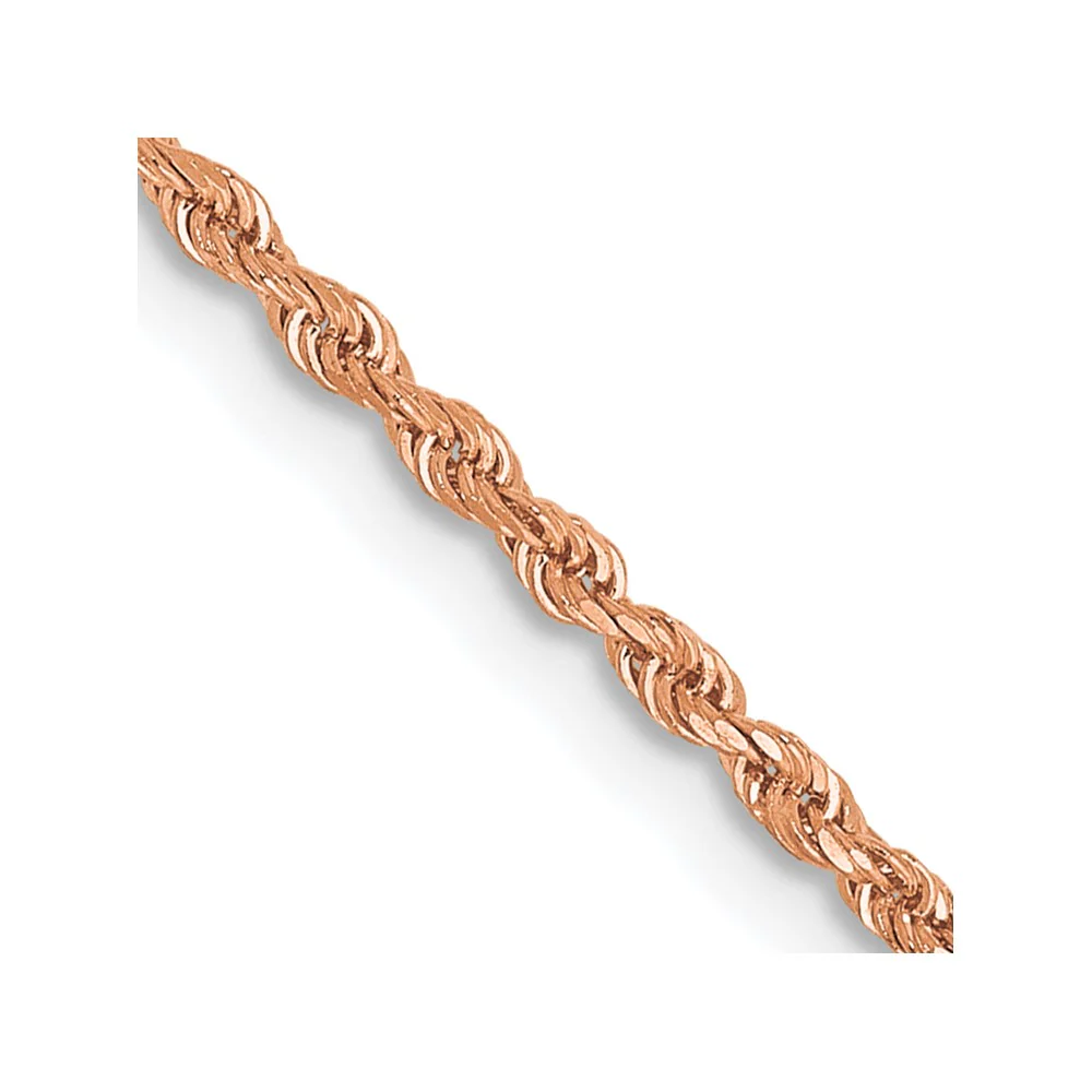 Cadena de Oro Rosa de 14K, 30 Pulgadas, 1.5 mm, Estilo Cuerda con Corte Diamante y Cierre de Langosta - Image 2