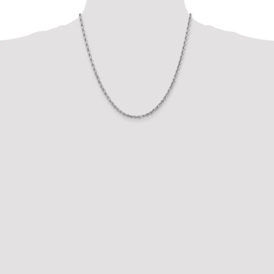 Cadena de Oro Blanco de 10K, 20 Pulgadas, 3.35 mm, Estilo Cuerda Cuádruple con Corte Diamante - Image 5