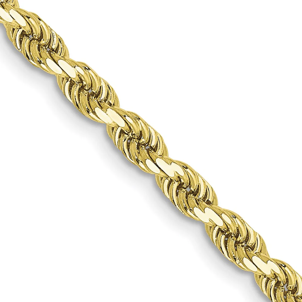 Cadena de Oro Amarillo de 10K, 24 Pulgadas, 3.5 mm, Estilo Cuerda Semi-Sólida con Cierre de Langosta - Image 2