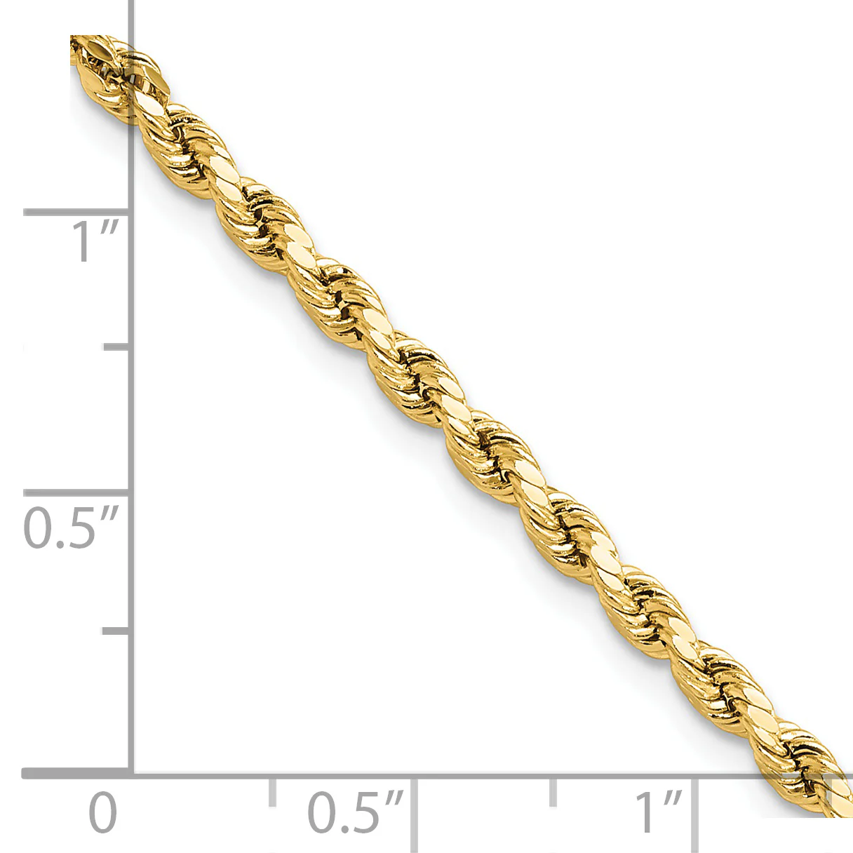 Cadena de Pulsera de 14K de 8 Pulgadas y 3 mm con Diseño de Cuerda Semisólida y Corte Diamante - Image 3