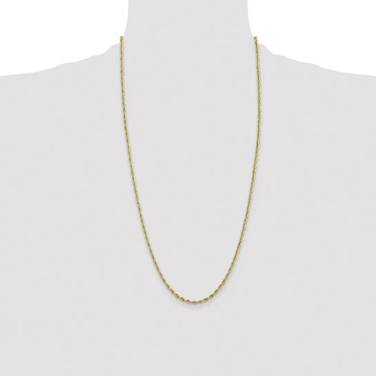 Cadena de Cuerda Semi-Sólida de Oro Amarillo de 10K – 2.8 mm, 28 Pulgadas - Image 4
