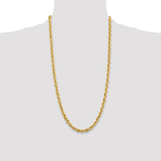Cadena de Cuerda de Oro Amarillo de 14K – 28 pulgadas y 5.5 mm con Cierre Fancy Tipo Langosta - Image 5