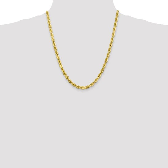 Cadena de Oro Amarillo de 10K – 5.5 mm Diamond-cut con Cierre de Langosta Fancy - Image 5