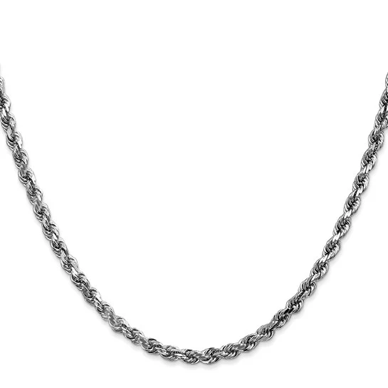 Cadena de Oro Blanco de 14K – 22 Pulgadas, 3.5 mm, Diamond-cut con Cierre de Langosta - Image 5