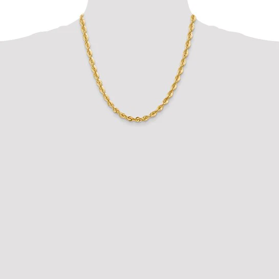 Cadena de Oro Amarillo de 14K – 20 pulgadas, 6 mm, Cuerda Regular con Cierre de Langosta - Image 5