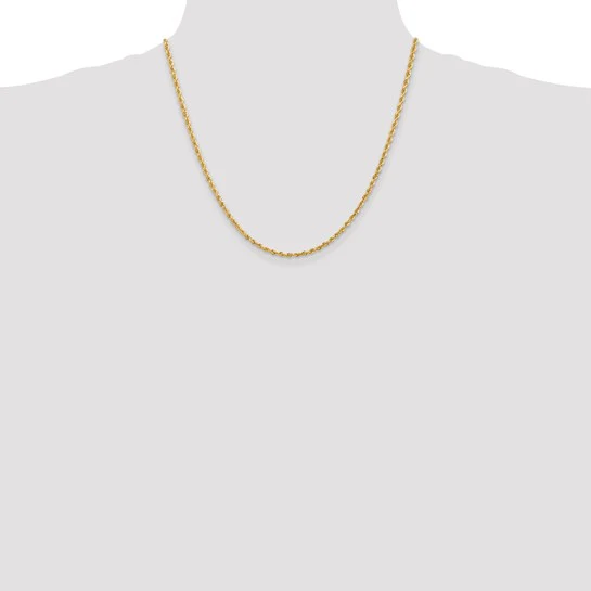 Cadena de Oro Amarillo de 10K – 20 pulgadas, 2.75 mm, Cuerda Cuádruple con Corte Diamante