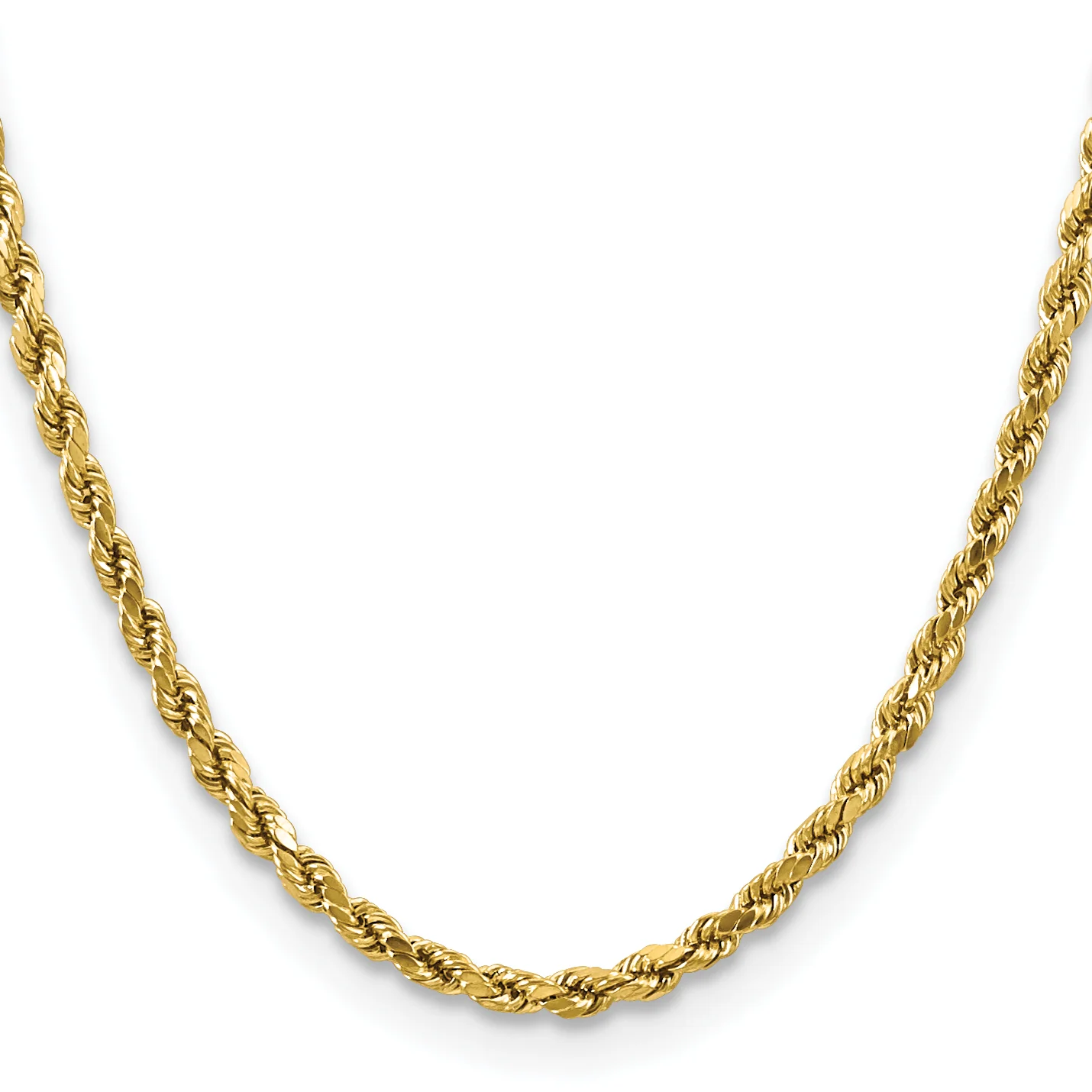 Cadena de Cuerda Semi Sólida de 14K, 4 mm, 16 pulgadas, Corte Diamante, con Cierre de Langosta