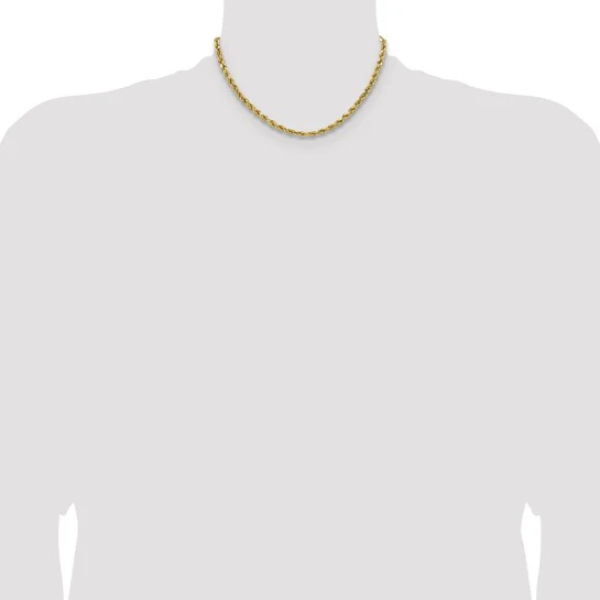 Cadena de Cuerda Semi Sólida en Oro Amarillo de 14K, 16 pulgadas, 4.9 mm, Corte Diamante, con Cierre de Langosta - Image 4