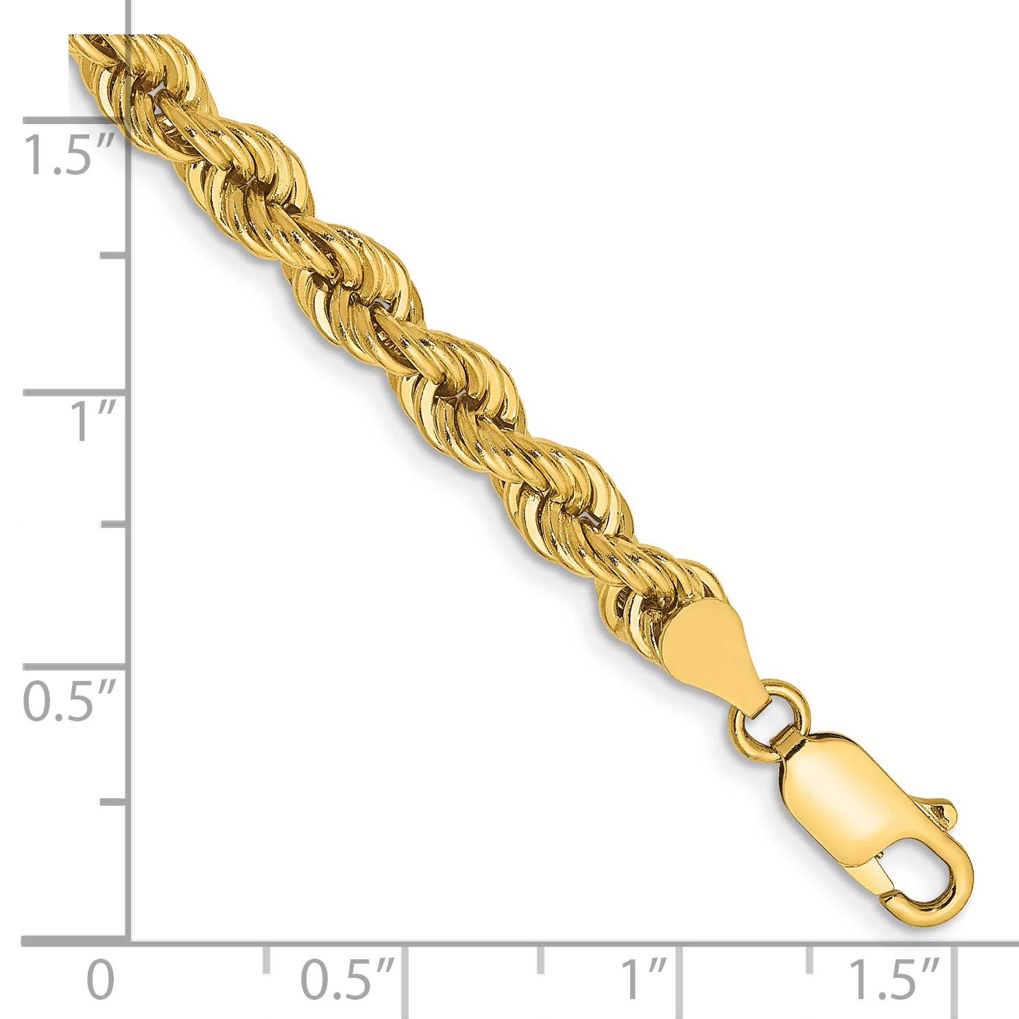 Pulsera de Cuerda en Oro Amarillo de 14K, 5 mm, con Cierre de Langosta - Image 2