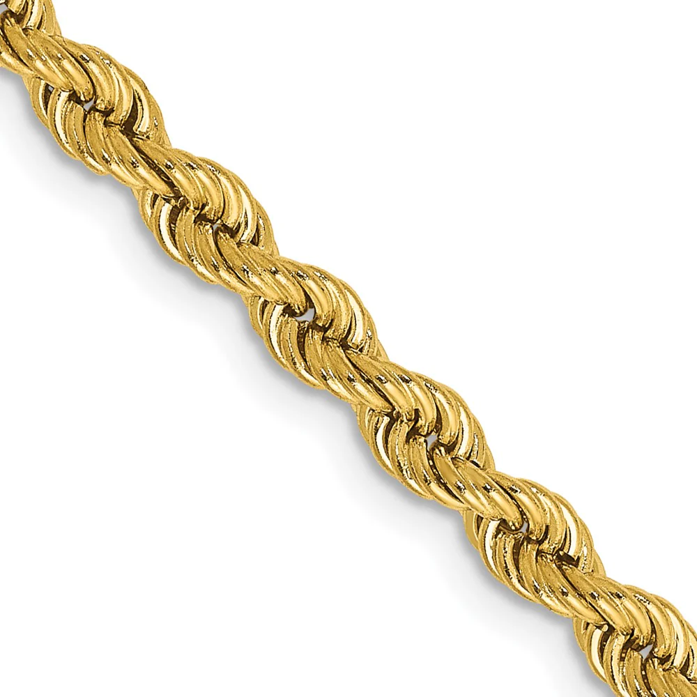 Cadena de Cuerda Regular en Oro Amarillo de 14K, 30 pulgadas, 3.65 mm, con Cierre de Langosta - Image 2