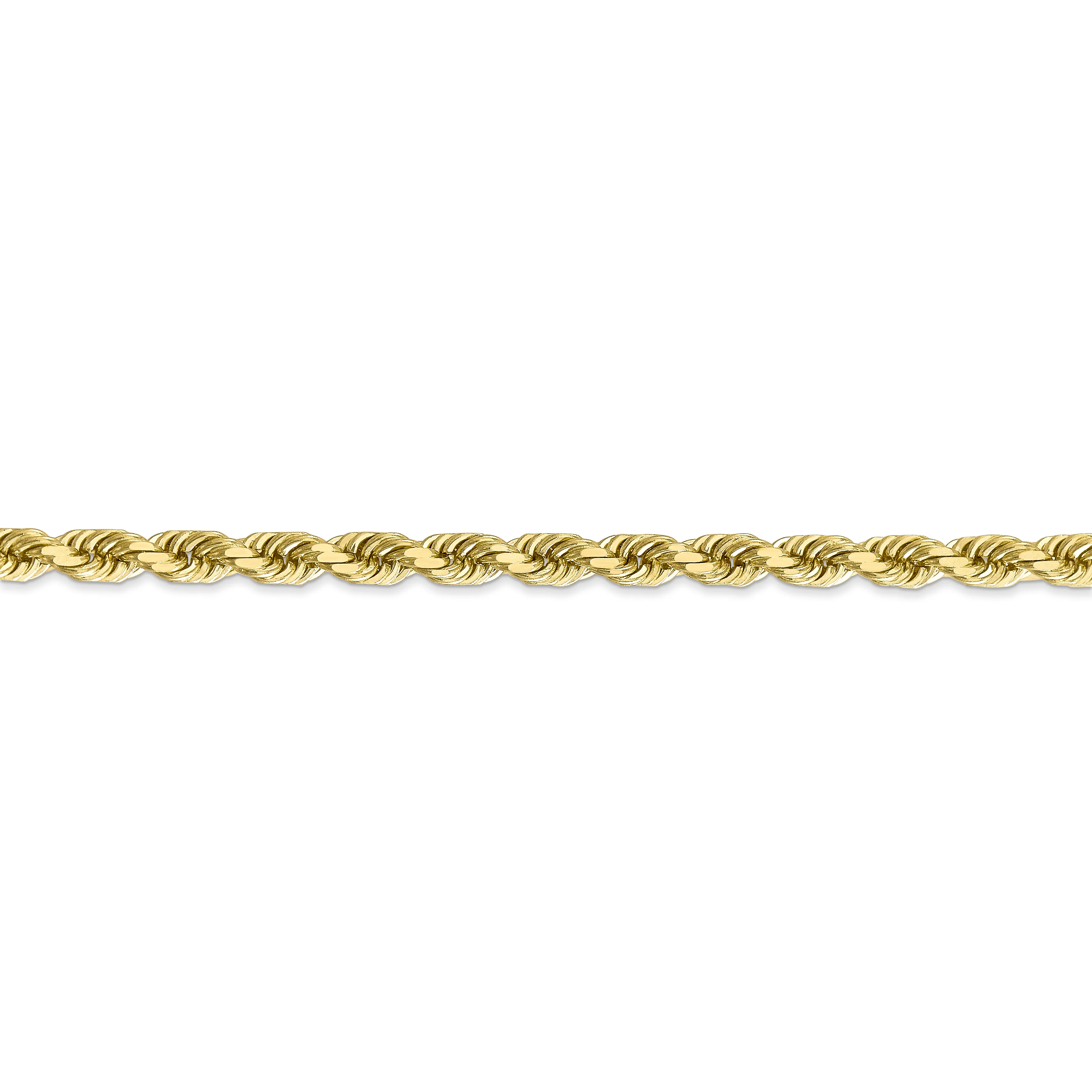 Cadena de Cuerda en Oro Amarillo de 10K, 4.5 mm, Corte Diamante con Cierre de Langosta - Image 3