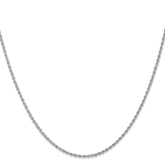 Cadena de Cuerda en Oro Blanco de 14K, 24 pulgadas, 1.5 mm con Cierre de Langosta - Image 2
