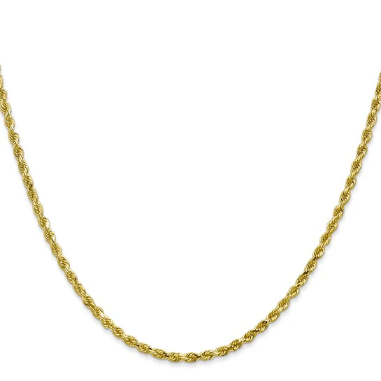 Cadena de Cuerda de 10K, 2.25 mm, Corte Diamante con Cierre de Langosta