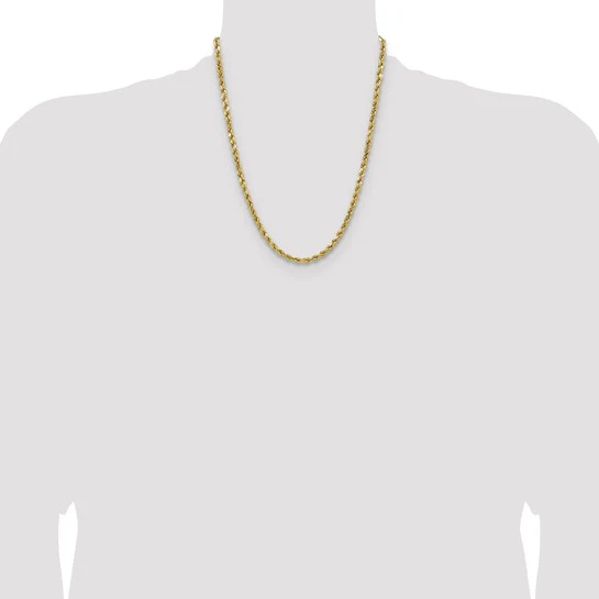 Cadena de Cuerda de Oro Amarillo de 14K, 22 pulgadas, 4.9 mm Semi-Sólida con Cortado en Diamante y Cierre de Langosta - Image 4