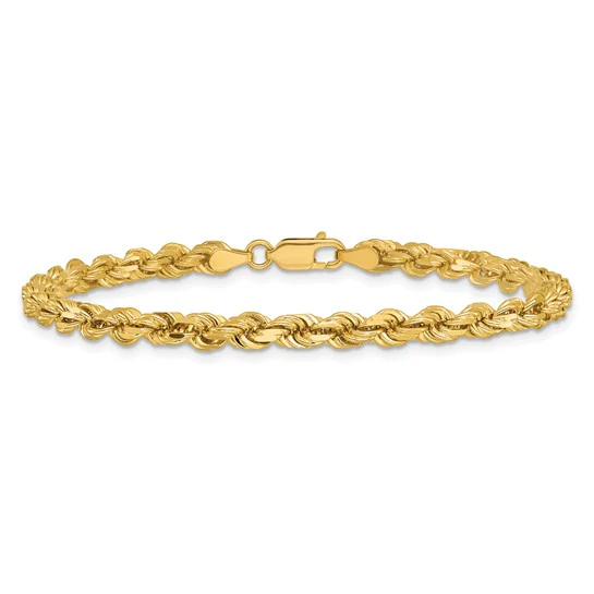 Cadena de Oro Amarillo de 14K, 8 pulgadas, 4.25 mm, Cuerda con Cierre de Langosta