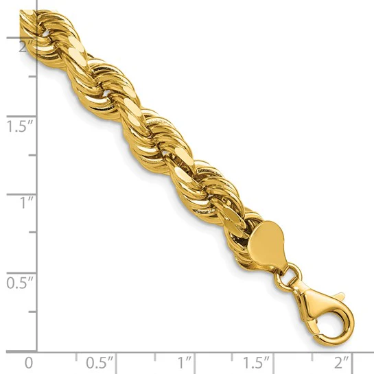 Cadena de Oro Amarillo de 14K, 24 pulgadas, 8 mm, Cuerda con Cierre de Langosta Elegante - Image 5
