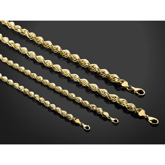 Cadena de Oro Amarillo de 14K, 24 pulgadas, 8 mm, Cuerda con Cierre de Langosta Elegante - Image 6