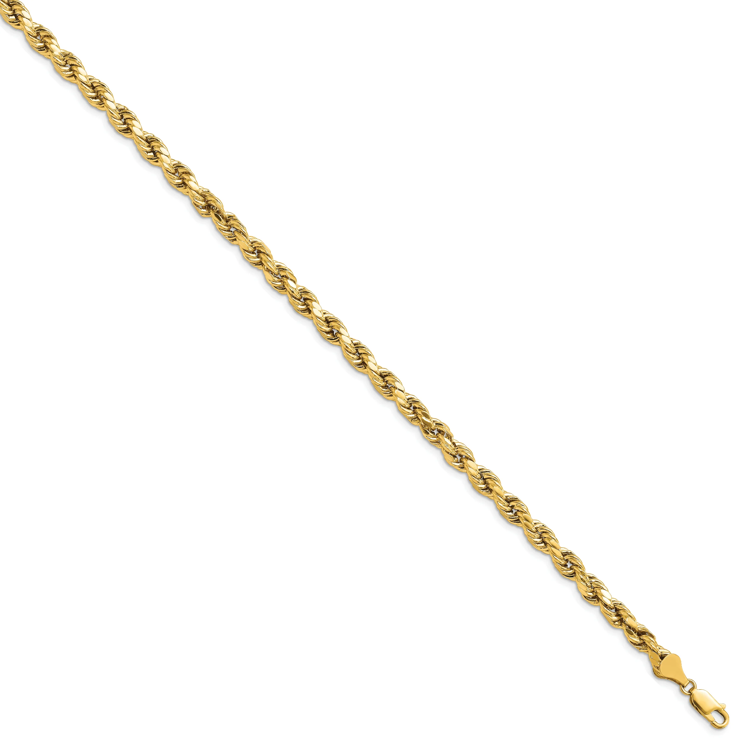 Cadena de Oro Amarillo de 14K, 8 pulgadas, 5.5 mm, Cuerda Semi-Sólida con Cierre de Langosta Elegante - Image 3