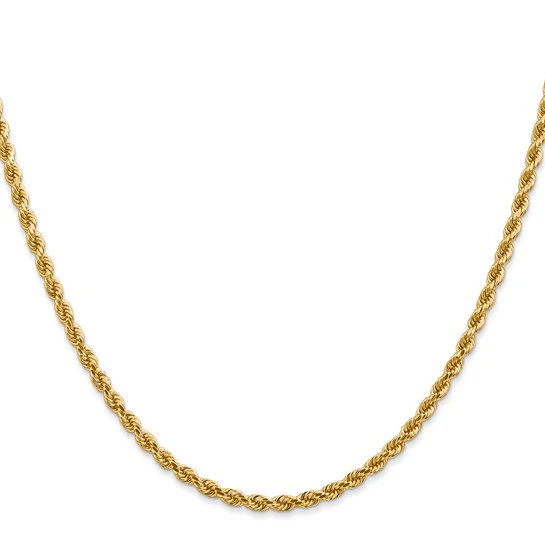 Cadena de Oro Amarillo de 14K, 16 pulgadas, 2.75 mm, Cuerda con Cierre de Langosta