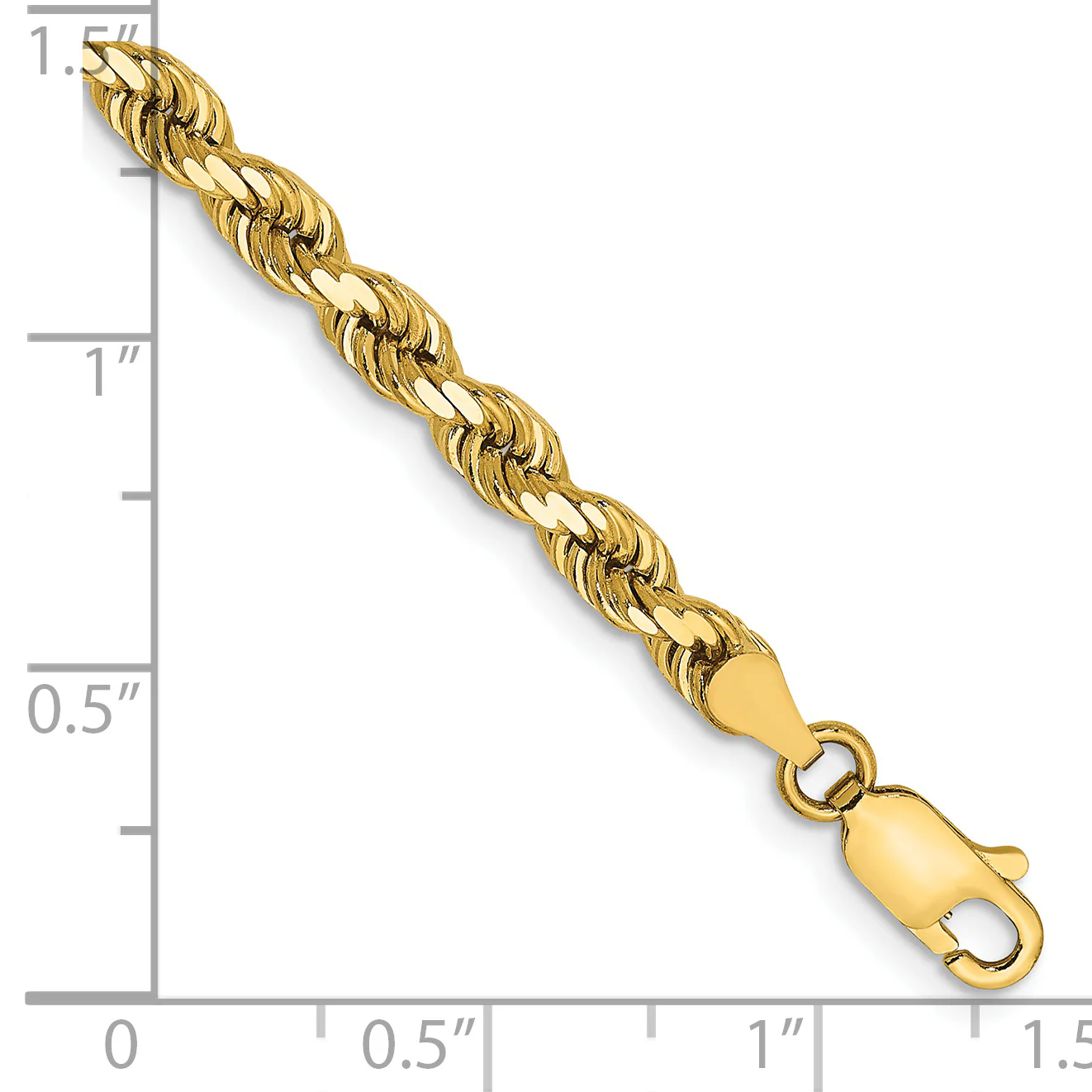 Cadena de Pulsera de 14K, 7 pulgadas, Estilo Cuerda de 4 mm con Corte Diamante y Cierre de Langosta - Image 2