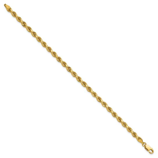 Cadena de Pulsera de 14K, 7 pulgadas, Estilo Cuerda de 4 mm con Corte Diamante y Cierre de Langosta - Image 3