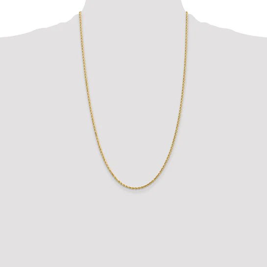 Cadena de Oro Amarillo de 14K – 26 Pulgadas, 2 mm, Estilo Cuerda con Corte Diamante y Cierre de Langosta - Image 6