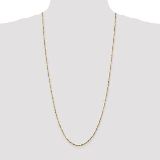 Cadena de Oro Amarillo de 10K – 1.8 mm, Estilo Cuerda Extra Ligera con Corte Diamante - Image 5