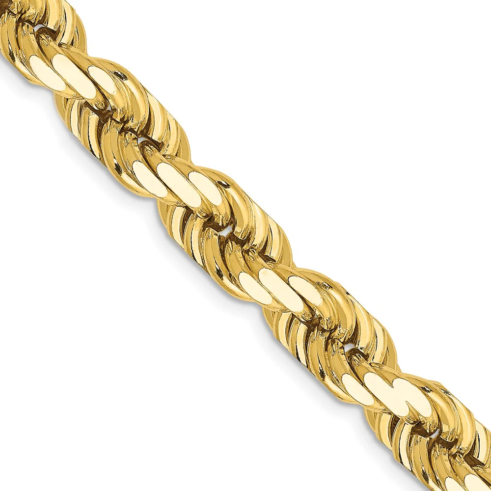 Cadena de Oro Amarillo 14K de 26" (8 mm) Tipo Cuerda con Corte Diamante y Cierre Langosta Elegante - Image 2
