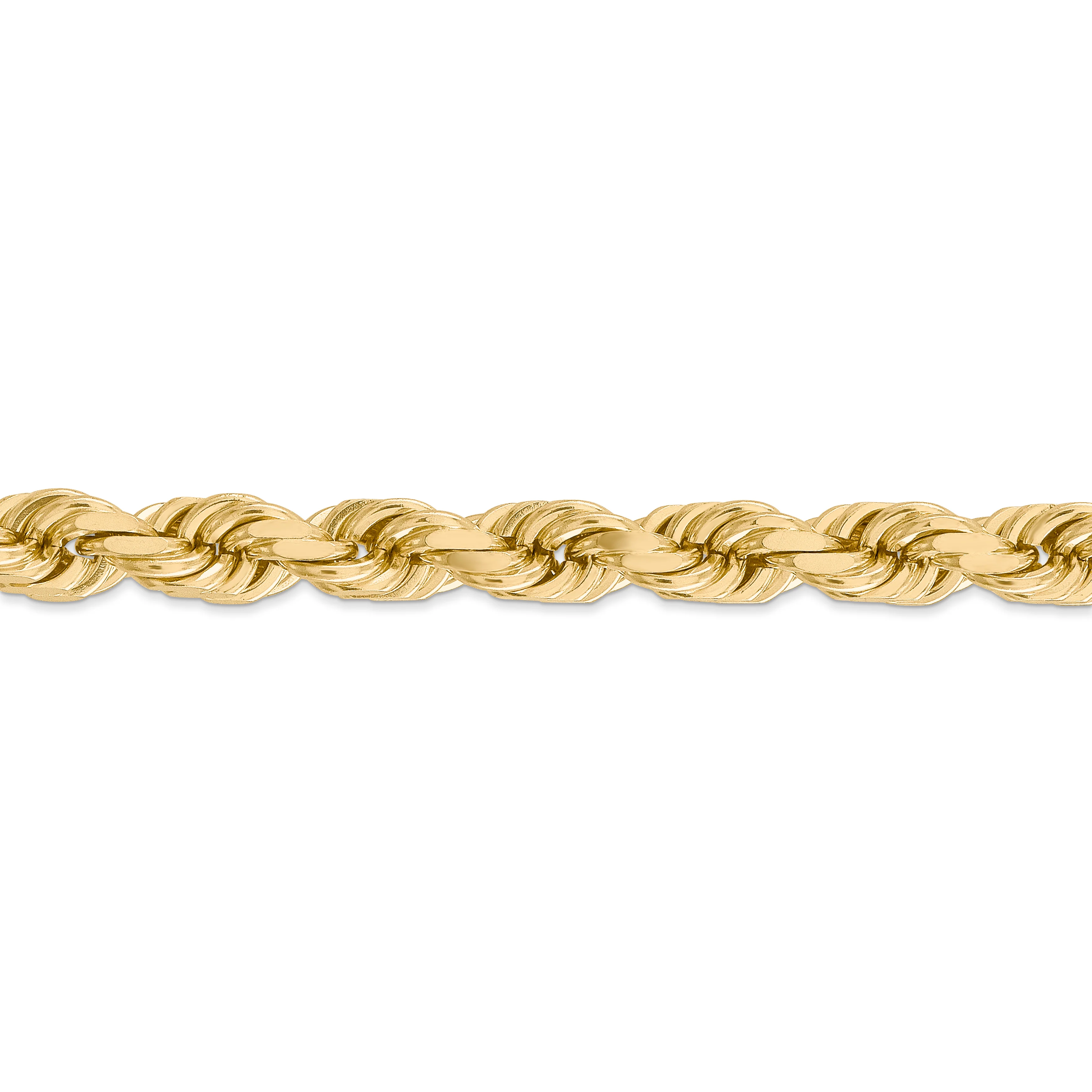 Cadena de Oro Amarillo 14K de 26" (8 mm) Tipo Cuerda con Corte Diamante y Cierre Langosta Elegante - Image 5