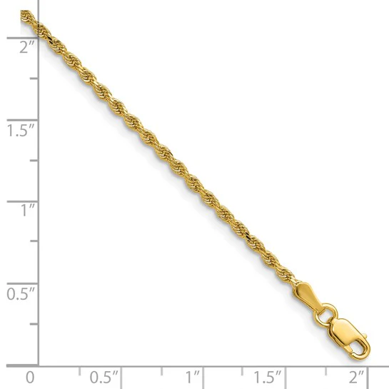 Cadena de Oro Amarillo 14K de 36" (1.75 mm) Tipo Cuerda con Corte Diamante y Cierre Langosta - Image 4