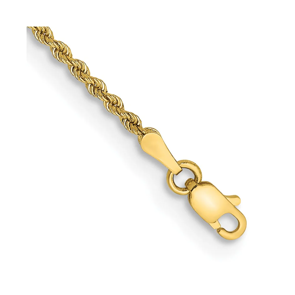 Pulsera de Oro Amarillo de 14K – Cadena Tipo Soga de 8 pulgadas y 2 mm con Broche Langosta