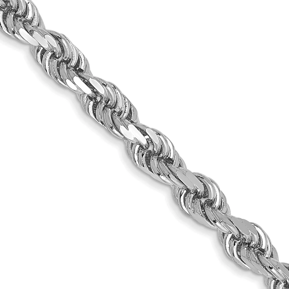 Cadena de Oro Blanco de 14K – Tipo Soga de 26 pulgadas y 3 mm con Corte Diamante y Broche Langosta - Image 2